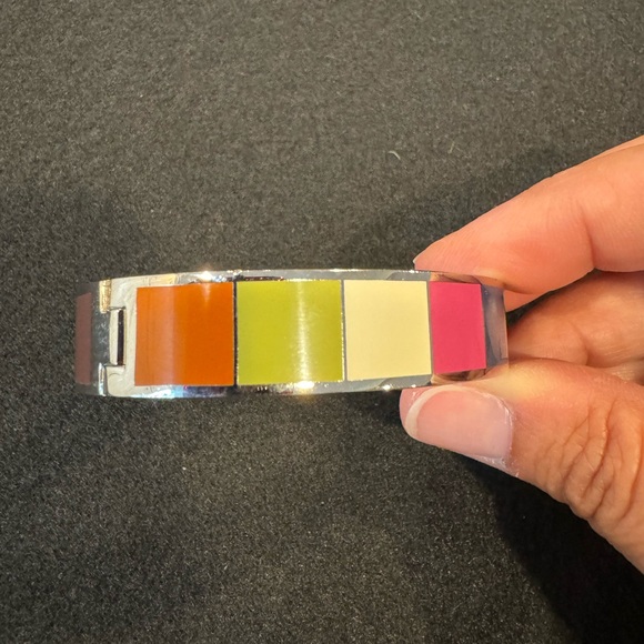 Coach retired colorful signature stripe enamel bangle bracelet - Picture 8 of 13